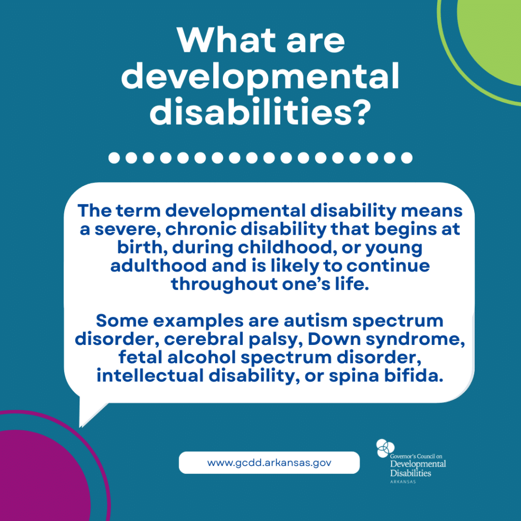 A graphic explaining developmental disabilities.